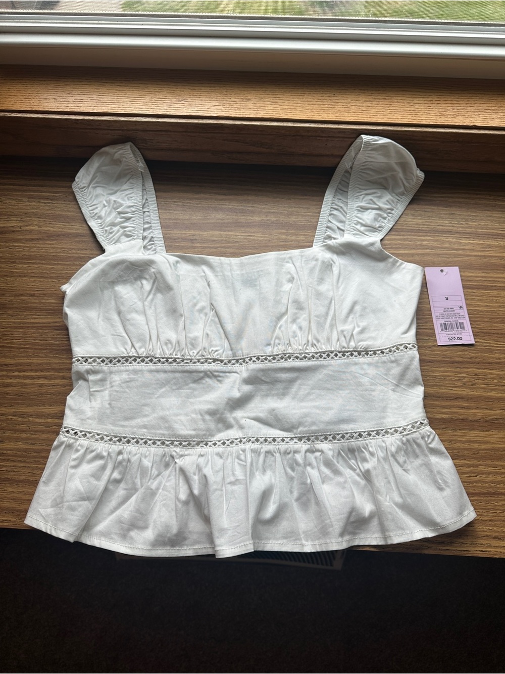 NWT Women’s White Lace-Trim Tank Top